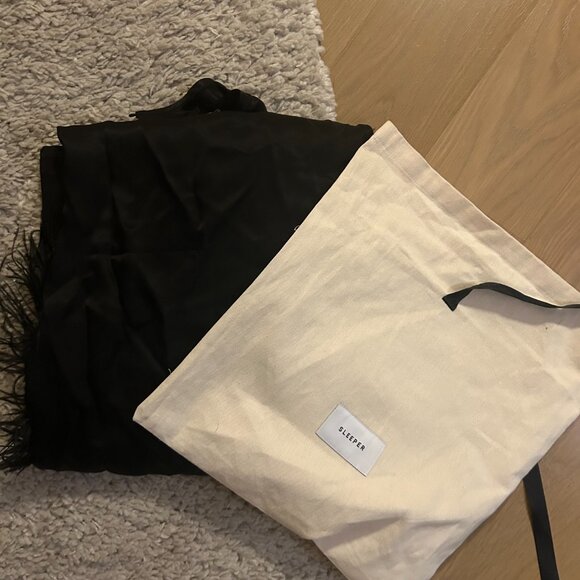 NWT Sleeper Suzi Maxi Dress with Detachable Feathers in Black - Picture 6 of 6